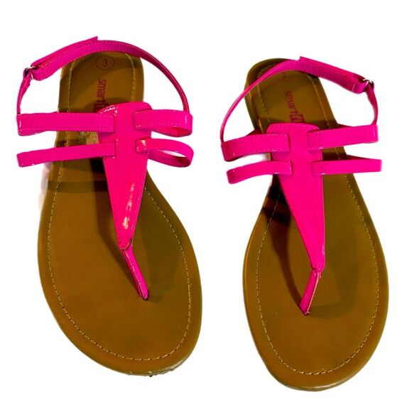Smartfit Pink Patent Leather Sandals Minimalist Style Hook & Loop. - Picture 1 of 6